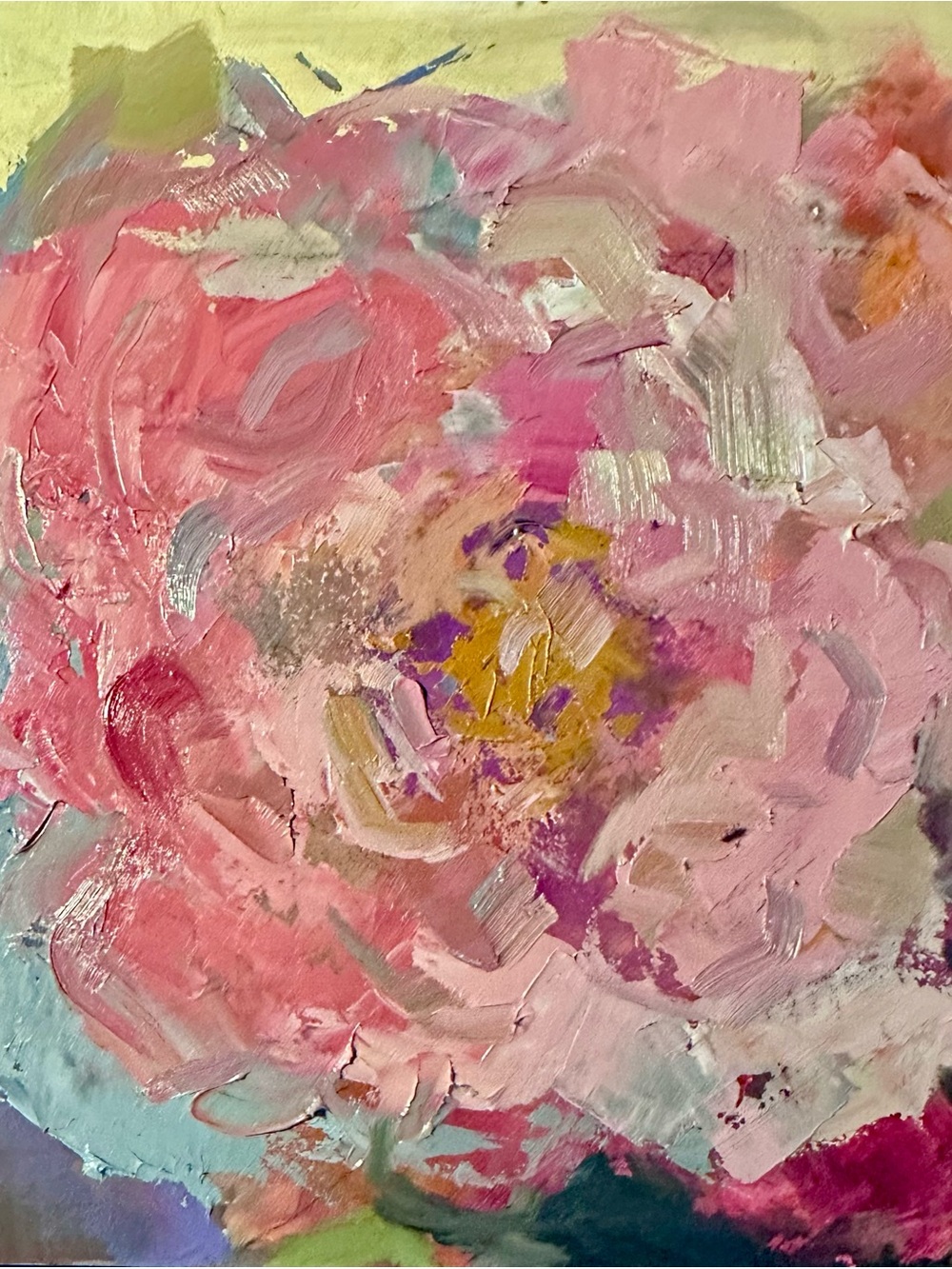 Soft Pink Abstract Floral original oil painting 6x6in - Home Art Painting